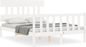 vidaXL Cadru de pat fără saltea, alb, 140x200 cm, lemn masiv pin