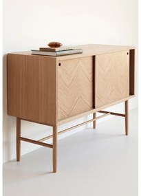 Comodă din lemn de stejar Hübsch Herringbone, înălțime 70 cm, natural