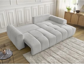 Colțar gri deschis extensibil/cu spațiu de depozitare cu tapițerie din țesătură bouclé (cu colț pe partea dreaptă/cu șezlong) Roxelane – Bobochic Paris