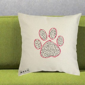 Perna Personalizata Labuta Dalmatian Roz Neon, 40x40 cm, Ecru, Husa Detasabila, Perna Inclusa, BEKZ®