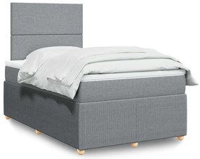 vidaXL Pat continental cu saltea, gri deschis, 120x200 cm, textil