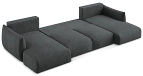 Colțar gri închis extensibil cu tapițerie din chenille (în formă de "U") Leila – Makamii