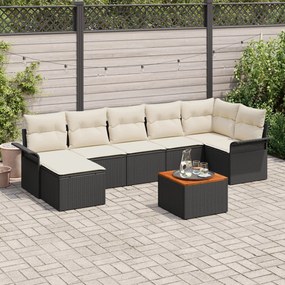 Set de Sofa de Grădină vidaXL cu 8 Piese și Pernuțe Negru din Ratan Polimeric Acacia