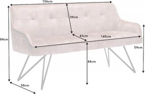 Bancheta cu aspect retro Euphoria 160cm, greige
