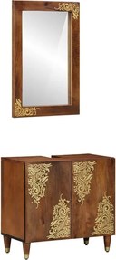 vidaXL Set dulap baie Pe perete 2 pcs Maro miere Lemn de mango solid