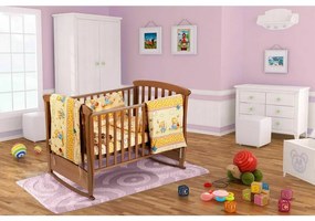 Set patut bebe, Somnart, cearceaf cu elastic pentru saltea 60x120x10, pernuta 37×55, pilota 100×105, aparatori 180x45, model Honey