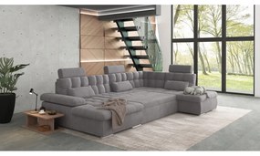 Colțar gri extensibil, cu spațiu de depozitare (cu colț pe partea dreaptă, în formă de "U") Merkur – Ropez