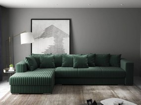 Colțar extensibil dumonde cu ladă de depozitare si sezut confortabil din spuma high-density, Gloria Ambience Green 320x183 cm