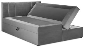 Pat boxspring 200x200 cm gri cu spațiu de depozitare Afra – Mazzini Beds