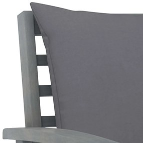 Set mobilier gradina cu perna, 3 piese,gri, lemn masiv de acacia Gri, 2x banca + masa, 1