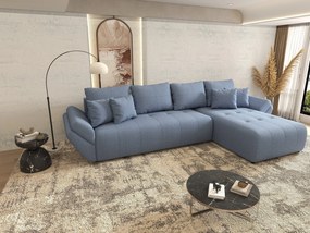 Colțar extensibil dumonde cu ladă de depozitare si sezut confortabil din spuma high-density, Berlin XL Enjoy Blue 350x185 cm II