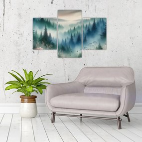 Tablou - Peisaj forestier cu ceață (90x60 cm)