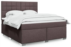 vidaXL Pat continental cu saltea maro închis 180x200cm material textil