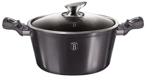 Oală cu suprafață marmorată + capac 28 cm neagră BerlingerHaus