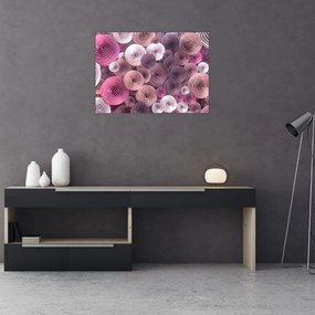Tablou pe sticlă abstract a florii de trandafir (70x50 cm)