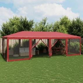 vidaXL Cort de petrecere cu 12 pereți din plasă, roșu, 8x4 m, HDPE