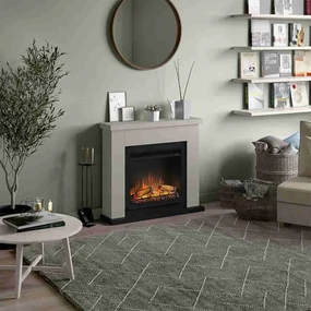 Frode Light Beige semineu electric modern cu imitatie flacara reala