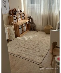 Covor crem lavabil/țesut manual din bumbac 90x130 cm Bloom Natural – Lorena Canals