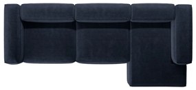 Colțar albastru închis cu tapițerie din catifea reiată (cu colț pe partea dreaptă/cu șezlong) Bergamo – Cosmopolitan Design