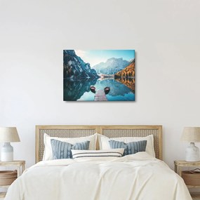 Tablou - Bărci pe Lacul Braies (70x50 cm)