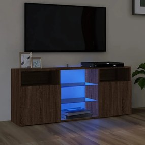 Comoda TV cu lumini LED, stejar maro, 120x30x50 cm