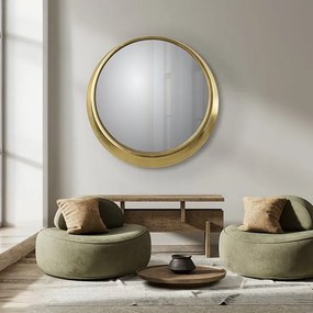 Oglinda de perete rotunda cu rama aurie Alan 87cm