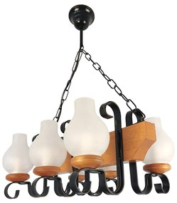 Candelabru rustic fabricat manual din lemn 6 brate Vela WOOD-VE-SP6