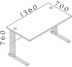 Masa Visio LUX 136 x 70 cm, nuc