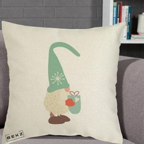 Perna Decorativa Gnom Nordic cu Cana Calda Menta, 40x40 cm, Ecru, Husa Detasabila, Perna Inclusa, BEKZ®