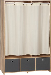 HOMCOM Dulap din PAL cu Sină pentru Agățat, 3 Sertare din Țesătură cu Aspect de In și 3 Rafturi, 105x48x160 cm | Aosom Romania