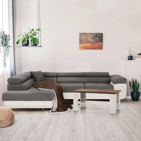 Colţar, alb/gri, model stânga, AMARETO NEW