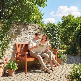 Outsunny Banc de grădină Banc exterior 2 locuri cu husă impermeabilă și spătar ergonomic Lemn maro deschis | Aosom Romania