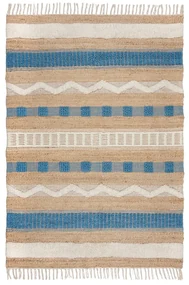 Covor albastru/în culoare naturală țesut manual din amestec de iută 120x170 cm Medina Jute – Flair Rugs