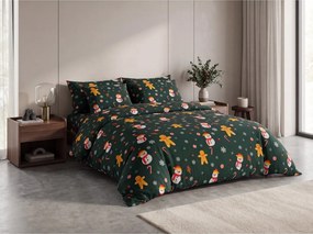 Lenjerie de pat din microfibra SNOWMAN AND GINGERBREAD verde Dimensiune lenjerie de pat: 2 buc 70 x 90 cm | 200 x 220 cm