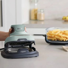 Friteuza cu aer cald portabila 4in1 Ninja CRISPi FN101EUSG, 1700W, 3.8l, 6 portii, 2 recipiente din sticla, 4 programe, Fara PFAS si BPA, Verde