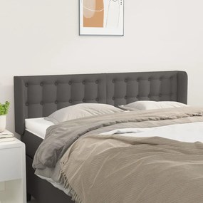 vidaXL Tăblie de pat cu aripioare gri 147x16x78/88 cm piele ecologică