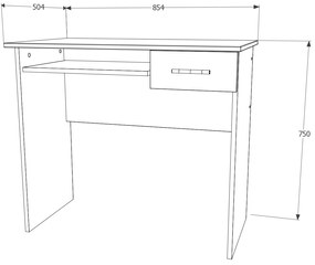 Birou Carp, 1 Sertar, Wenge, 85 x 50 x 75 cm