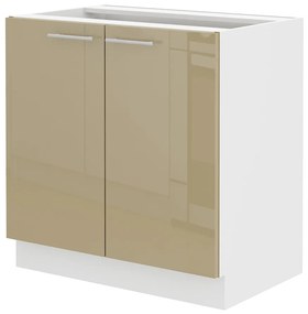 Dulap inferior de bucătărie Lavera 80 D 2F BB (Alb + Luciu cappucino). 1032371