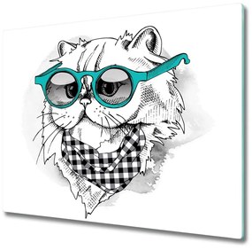 Tocator din sticla Cat cu ochelari