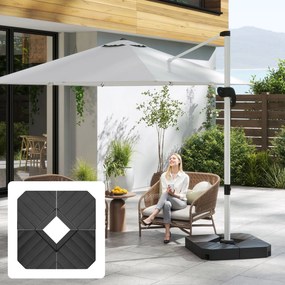 Outsunny Set de 4 Greutăţi pentru Umbrelă din HDPE cu Efect de Lemn, 80x80x13 cm, Negru | Aosom Romania
