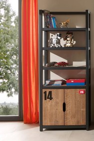Set Birou și Bibliotecă Copii ALEX, Pin Masiv, Design Industrial – Vipack