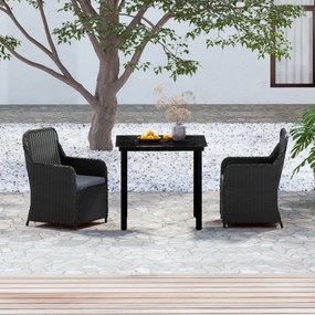 3099529 vidaXL Set mobilier de grădină cu perne, 3 piese, negru