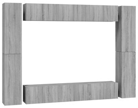 3120249 vidaXL Set dulapuri TV, 10 piese, gri sonoma, lemn compozit