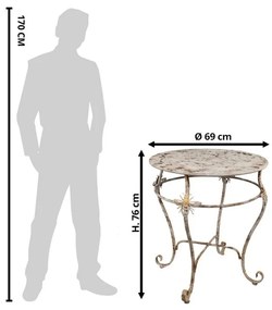 Masa Bistro, alb, din metal, cu aspect vintage, Abeille