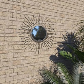 vidaXL Oglindă de perete de grădină, negru, 60 cm, raze de soare