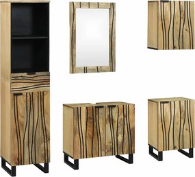 vidaXL Set de mobilier pentru baie cu sertar 5 pcs Maro Lemn compozit
