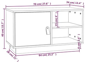 Comoda TV, maro miere, 70x34x40 cm, lemn masiv de pin 1, maro miere