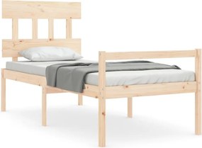 vidaXL Cadru de pat senior cu tăblie, 90x200 cm, lemn masiv