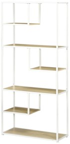 HOMCOM Bibliotecă raft de depozitare cu 7 niveluri cadru din oțel stil industrial 83 x 34 x 180 cm stejar | Aosom Romania