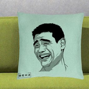 Perna Decorativa Yao Ming Meme, 40x40 cm, Verde Menta, Husa Detasabila, Perna Inclusa, BEKZ®